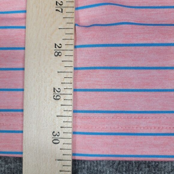 Johnnie-O Men's Golf Polo Shirt Size  L Pink Blue Striped Performance - Picture 9 of 10